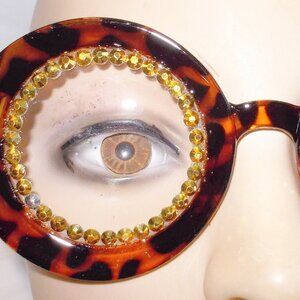BLINGED OUT ROUND RHINSTONE READERS TORTOISE GOLD STONES